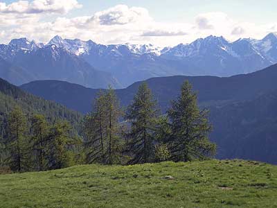 Landscape of the mountains of Valtournenche from the Chamois Plateau