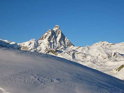 Brethtaking view of Mount Cervino from the top of the lifts