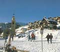 Winter view of the little square of Chamois