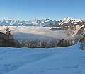 Winter view of the mountains in Valtournenche