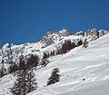 Snowy slopes over Chamois