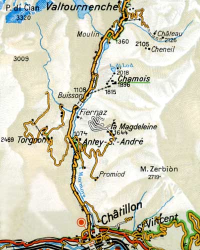 Road Map of Valtournenche